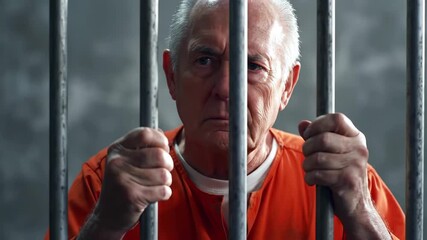 Elderly Prisoner Behind Bars: A Story of Regret and Confinement - Powered by Adobe