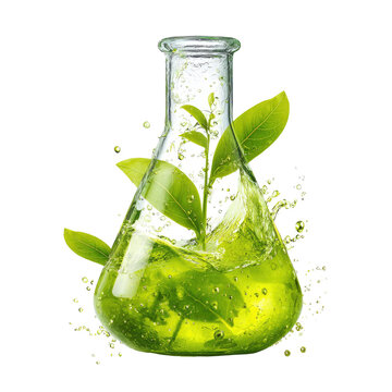 Beaker with green leaves and liquid (1)