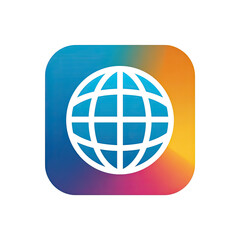 Colorful square icon with a globe