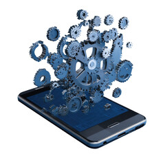 Fototapeta premium Smartphone with gears