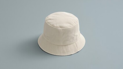 Pure white corduroy bucket hat mockup on light background for fashion design