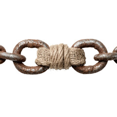 Obraz premium Rusty chain with a tied knot
