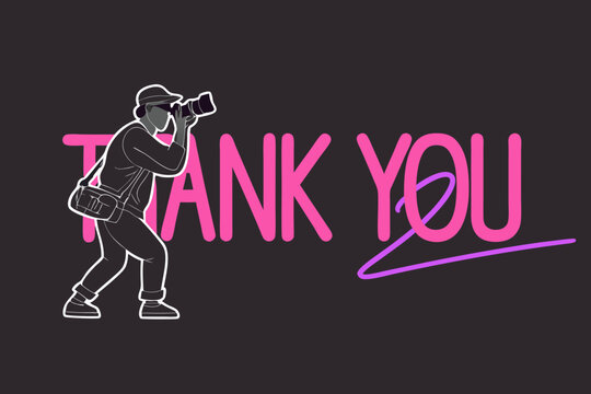 Photographer capturing thank you message in neon style