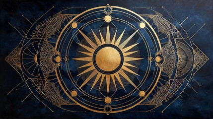 Obraz premium Intricate gold and blue geometric design