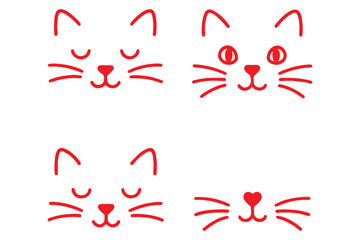Cute cartoon faces set with funny eyes and heart symbols vector illustration
