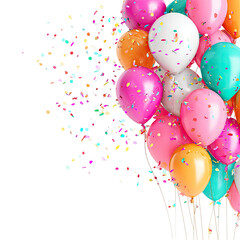 Festive Balloon Cluster with Confetti Burst