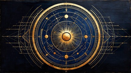 Obraz premium Celestial design in gold and blue