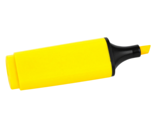 Yellow highlighter pen isolated on transparent background