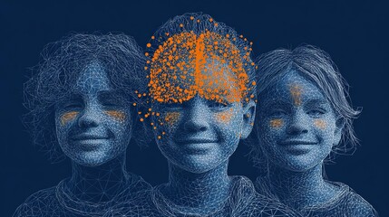 Children faces digital graphic design