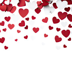 Hearts falling against a black background