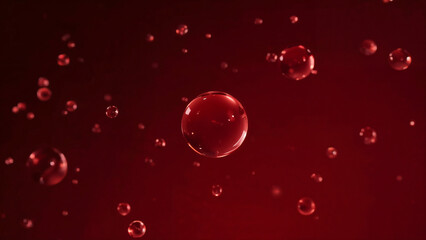 Red spheres floating in red space.