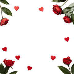 Red roses and hearts frame
