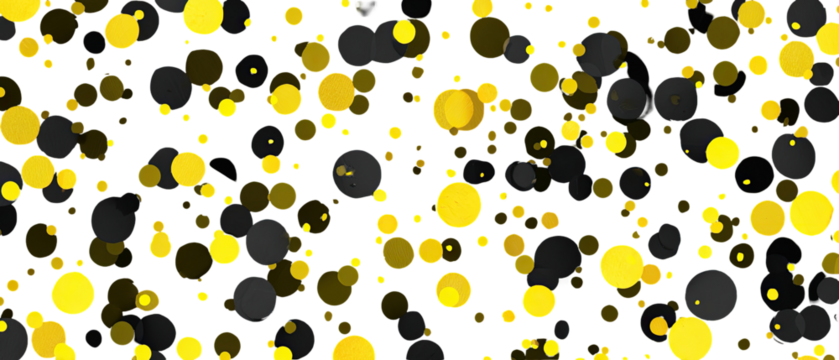 Abstract pattern of yellow and dark circles on black background