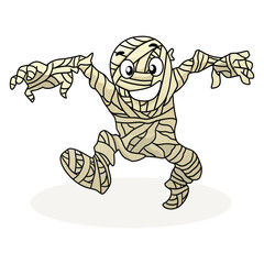 mummy for halloween with separate white background