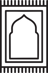 Line Drawing of Islamic Prayer Rug with Arch Motif Vector Illustration