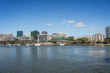 Obraz premium Brisbane River and Goodwill Bridge, Queensland, Australia