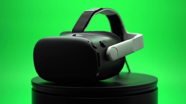 Meta Quest 2 VR Headset: Slow 360° Rotation on Green Screen