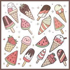 Refreshing hand drawn ice cream pack