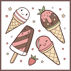 Refreshing hand drawn ice cream pack