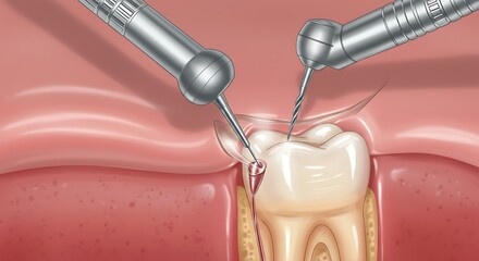 Dental Procedure Illustration: Tooth Decay Treatment
