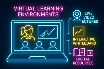 Neon Virtual Learning Online Education Infographic for Digital Education