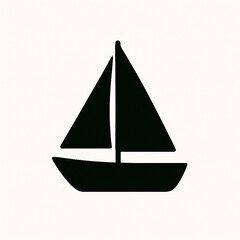 Fototapeta premium Black Sailboat Silhouette on White