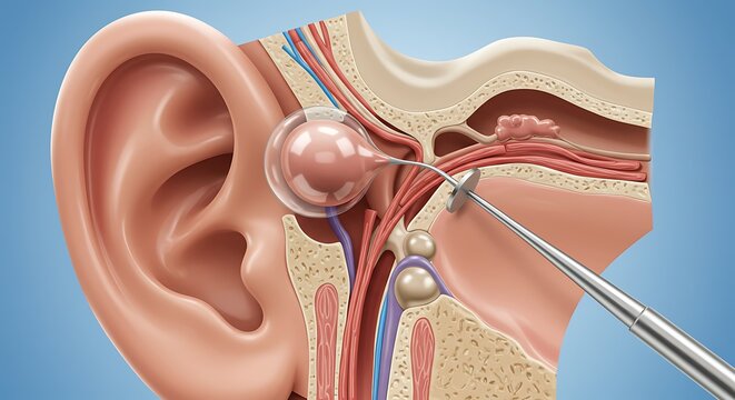 Ear Anatomy Illustration: Cholesteatoma Removal
