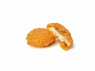 crispy fried chicken nuggets isolated on white background 