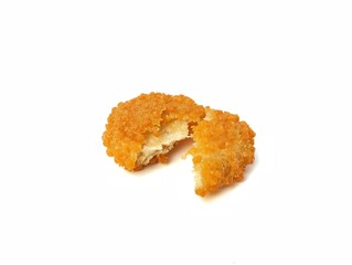 crispy fried chicken nuggets isolated on white background 