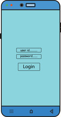Vector Mobile Login Screen UI with User ID and Password Form