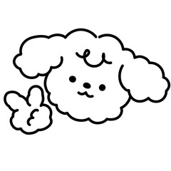 Cute Fluffy Dog Coloring Illustration
