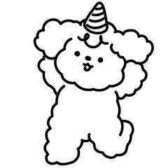Cute Dog with Party Hat Illustration
