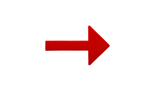 Red down arrow isolated on PNG background