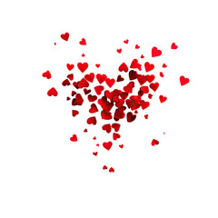 Heart of red hearts on black