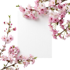 Fototapeta premium Spring blossoms frame a blank sheet