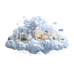 City nestled within a fluffy cloud