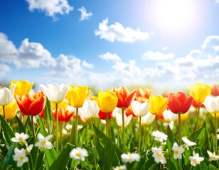Spring flowers in a field