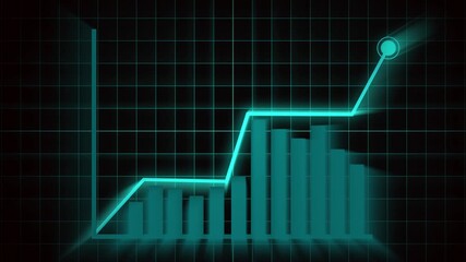 Stunning business growth chart animated teal data visualization upward trend corporate design. Animated teal growth chart upward trend business finance data visualization modern design. - Powered by Adobe