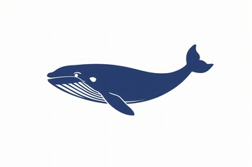 Obraz premium Blue whale ocean silhouette, marine life, white background, logo design