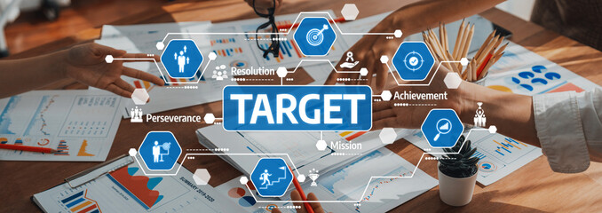 A vibrant team working together to achieve their targets through effective collaboration and...