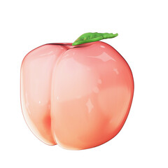 Fresh Fruit Peach 3D Clipart on transparent background