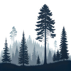 Obraz premium silhouette of pine forest with small and tall ever