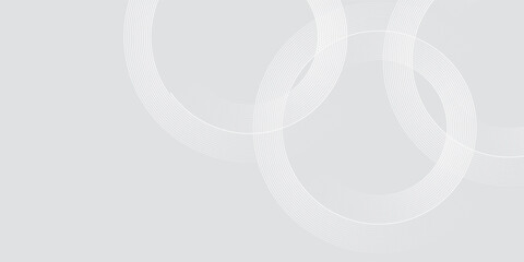 Abstract white glowing geometric lines on gray background. Modern shiny blue circle lines pattern. Futuristic technology concept. Suit for cover, poster,