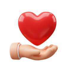 Obraz premium 3D Hand Holding Red Heart Illustration
