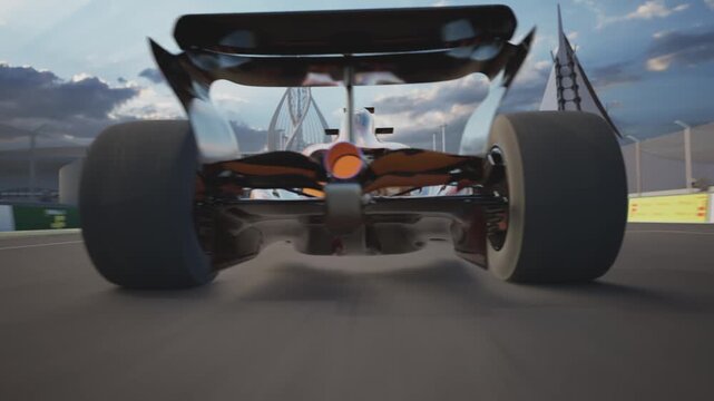 High-Speed Race Cars On A Modern Circuit Track, F5