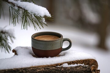 a ceramic cup filled with a coffee beverage