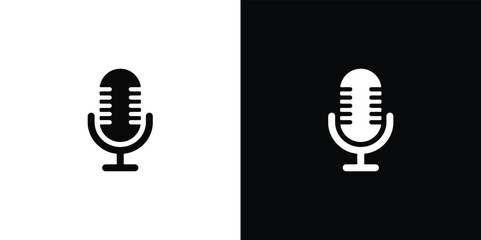 Classic microphone icon displayed on white and black backgrounds