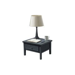 Cozy Nightstand with Lamp, Book, and Mug - Still Life Illustration