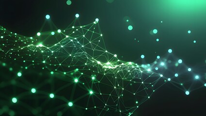 abstract neural network structure over gradient from deep green to black, purpose for background