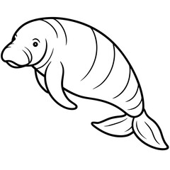 Dugong line art vector